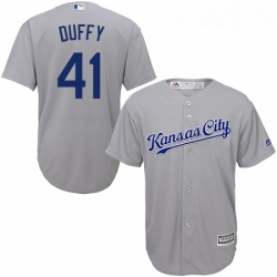 Youth Majestic Kansas City Royals 41 Danny Duffy Authentic Grey Road Cool Base MLB Jersey