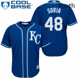 Youth Majestic Kansas City Royals 48 Joakim Soria Replica Blue Alternate 2 Cool Base MLB Jersey