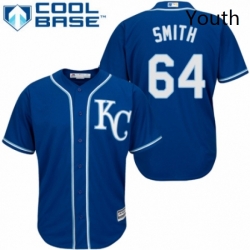 Youth Majestic Kansas City Royals 64 Burch Smith Authentic Blue Alternate 2 Cool Base MLB Jersey 