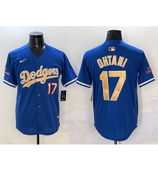 Men Los Angeles Dodgers 17  Shohei Ohtani Royal 2025 Gold Collection Limited Stitched Baseball Jersey