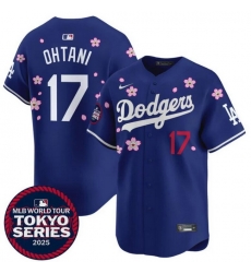 Men Los Angeles Dodgers 17  Shohei Ohtani Royal 2025 Tokyo Series Limited Stitched Baseball Jersey
