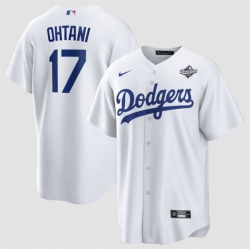 Men Los Angeles Dodgers 17 Shohei Ohtani White 2025 World Series Home Cool Base Stitched Baseball Jersey