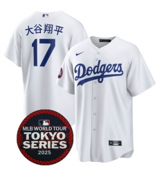 Men Los Angeles Dodgers 17 Shohei Ohtani White 2025 World Tour Tokyo Series Home Stitched Baseball Jersey