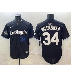 Men Los Angeles Dodgers 34 Fernando Valenzuela Black 2025 World Series Champions Patch Gothic Edition Vapor Premier Limited Stitched Baseball Jersey Men Los Angeles Dodgers 34 Fernando Valenzuela Black 2025 World Series Champions Patch Gothic Edition Vapor Premier Limited Stitched Baseball Jersey