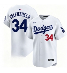 Men Los Angeles Dodgers 34 Fernando Valenzuela White Home Limited Stitched Baseball Jersey Men Los Angeles Dodgers 34 Fernando Valenzuela White Home Limited Stitched Baseball Jersey