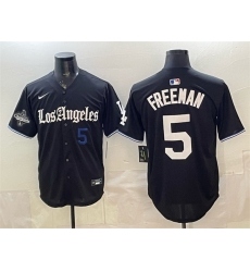 Men Los Angeles Dodgers 5 Freddie Freeman Black 2025 World Series Champions Patch Gothic Edition Vapor Premier Limited Stitched Baseball Jersey Men Los Angeles Dodgers 5 Freddie Freeman Black 2025 World Series Champions Patch Gothic Edition Vapor Premier Limited Stitched Baseball Jersey
