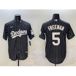 Men Los Angeles Dodgers 5 Freddie Freeman Black Cool Base Stitched Baseball Jersey