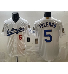 Men Los Angeles Dodgers 5 Freddie Freeman White 2026 Gold Collection 9x B2B Champs Patch Stitched Baseball Jersey Men Los Angeles Dodgers 5 Freddie Freeman White 2026 Gold Collection 9x B2B Champs Patch Stitched Baseball Jersey