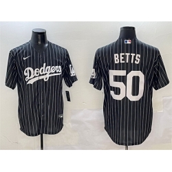 Men Los Angeles Dodgers 50 Mookie Betts Black Cool Base Stitched Baseball Jersey