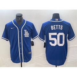 Men Los Angeles Dodgers 50 Mookie Betts Blue Cool Base Stitched Baseball Jersey