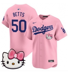 Men Los Angeles Dodgers 50 Mookie Betts Pink 2025 Hello Kitty Vapor Limited Stitched Baseball Jersey Men Los Angeles Dodgers 50 Mookie Betts Pink 2025 Hello Kitty Vapor Limited Stitched Baseball Jersey