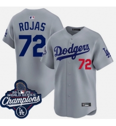 Men Los Angeles Dodgers 72 Miguel Rojas Grey 2025 World Series Champions Patch Limited Stitched Baseball Jersey II Men Los Angeles Dodgers 72 Miguel Rojas Grey 2025 World Series Champions Patch Limited Stitched Baseball Jersey II