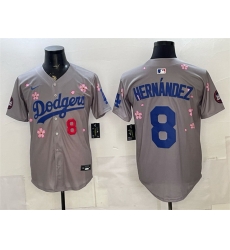 Men Los Angeles Dodgers 8 Enrique Hernandez Grey 2025 Tokyo Series Limited Stitched Men Los Angeles Dodgers 8 Enrique Hernandez Grey 2025 Tokyo Series Limited Stitched