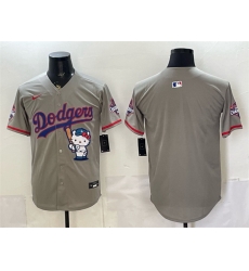 Men Los Angeles Dodgers Blank Grey Hello Kitty Night 2025 World Series Champions Patch Stitched Baseball Jersey Men Los Angeles Dodgers Blank Grey Hello Kitty Night 2025 World Series Champions Patch Stitched Baseball Jersey