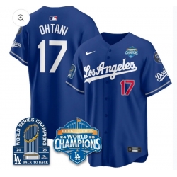 Men Los Angeles Dodgers Ohtani Blue Back To Back Champions Flex Base Jersey