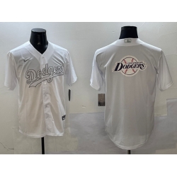 Men Los Angeles Dodgers Team Big Logo White Cool Base Stitched Baseball Jersey 1