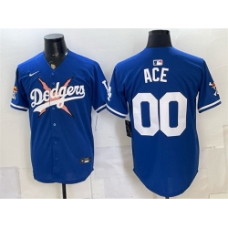 Men Los Angeles Dodgers x One Piece  00 Ace Royal Vapor Premier Limited Stitched Baseball Jersey