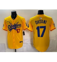 Men Los Angeles Dodgers x One Piece 17 Shohei Ohtani Yellow Vapor Premier Limited Stitched Baseball Jersey Men Los Angeles Dodgers x One Piece 17 Shohei Ohtani Yellow Vapor Premier Limited Stitched Baseball Jersey
