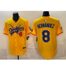 Men Los Angeles Dodgers x One Piece 8 Enrique Hernandez Yellow Vapor Premier Limited Stitched Baseball Jersey Men Los Angeles Dodgers x One Piece 8 Enrique Hernandez Yellow Vapor Premier Limited Stitched Baseball Jersey