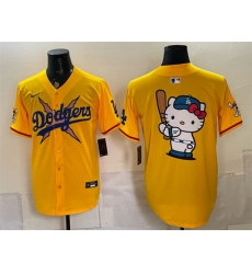 Men Los Angeles Dodgers x One Piece Team Big Logo Yellow Vapor Premier Limited Stitched Baseball Jersey