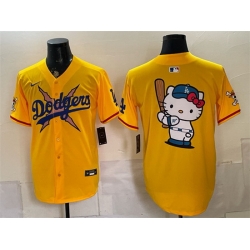 Men Los Angeles Dodgers x One Piece Team Big Logo Yellow Vapor Premier Limited Stitched Baseball Jersey