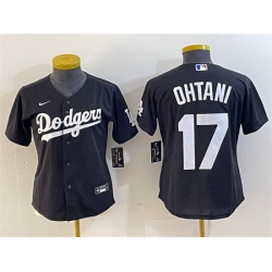 Women Los Angeles Dodgers 17 Shohei Ohtani Black Stitched Jersey 28Run Small 29