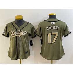 Women Los Angeles Dodgers  17 Shohei Ohtani Olive 2026 Armed Forces Day Stitched Baseball Jersey  