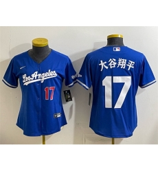 Women Los Angeles Dodgers  17 Shohei Ohtani Royal Alternate Stadium Stitched Baseball Jersey  