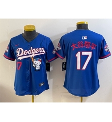 Women Los Angeles Dodgers  17 Shohei Ohtani Royal Hello Kitty Night 2025 World Series Champions Patch Stitched Baseball Jersey  