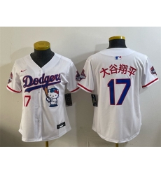 Women Los Angeles Dodgers 17 Shohei Ohtani White Hello Kitty Night 2025 World Series Champions Patch Stitched Baseball Jersey Women Los Angeles Dodgers 17 Shohei Ohtani White Hello Kitty Night 2025 World Series Champions Patch Stitched Baseball Jersey