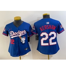 Women Los Angeles Dodgers 22 Clayton Kershaw Royal Hello Kitty Night 2025 World Series Champions Patch Stitched Baseball Jersey Women Los Angeles Dodgers 22 Clayton Kershaw Royal Hello Kitty Night 2025 World Series Champions Patch Stitched Baseball Jersey