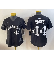 Women Los Angeles Dodgers 44 Andy Pages Black LA Gothic Style Limited Stitched Baseball Jersey Women Los Angeles Dodgers 44 Andy Pages Black LA Gothic Style Limited Stitched Baseball Jersey