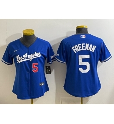 Women Los Angeles Dodgers 5 Freddie Freeman Royal Alternate Stadium Stitched Baseball Jersey Women Los Angeles Dodgers 5 Freddie Freeman Royal Alternate Stadium Stitched Baseball Jersey