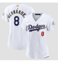Women Los Angeles Dodgers 8 Enrique Hernandez White 2026 Gold Collection Stadium Stitched Baseball Jersey Women Los Angeles Dodgers 8 Enrique Hernandez White 2026 Gold Collection Stadium Stitched Baseball Jersey