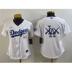 Women Los Angeles Dodgers Team Big Logo White Vapor Premier Limited Stitched Baseball Jersey  