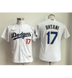 Youth Los Angeles Dodgers  17 Shohei Ohtani White Gold Collection Stadium Stitched Baseball Jersey