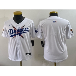 Youth Los Angeles Dodgers x One Piece Blank White Vapor Premier Limited Stitched Baseball Jersey