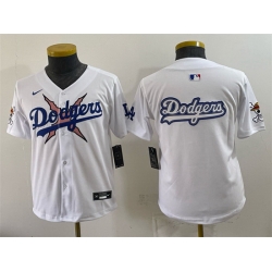 Youth Los Angeles Dodgers x One Piece Team Big Logo White Vapor Premier Limited Stitched Baseball Jersey