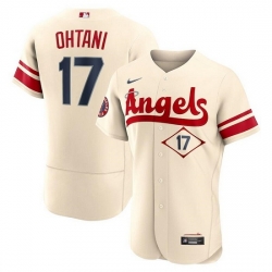 Men Los Angeles Angels 17 Shohei Ohtani 2022 Cream City Connect Flex Base Stitched Jerseys