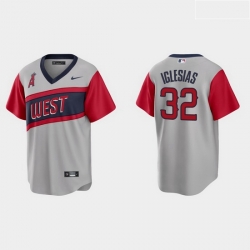 Men Los Angeles Angels 32 Raisel Iglesias Men Nike Gray 2021 Little League Classic Game MLB Jersey