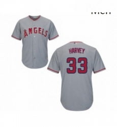 Mens Los Angeles Angels of Anaheim 33 Matt Harvey Replica Grey Road Cool Base Baseball Jersey 