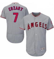 Mens Majestic Los Angeles Angels of Anaheim 7 Zack Cozart Grey Road Flex Base Authentic Collection MLB Jersey