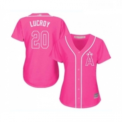 Womens Los Angeles Angels of Anaheim 20 Jonathan Lucroy Replica Pink Fashion Baseball Jersey 