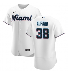 Men Miami Marlins 38 Jorge Alfaro Men Nike White Home 2020 Flex Base Player MLB Jersey