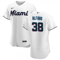 Men Miami Marlins 38 Jorge Alfaro Men Nike White Home 2020 Flex Base Player MLB Jersey