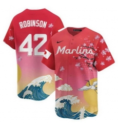 Men Miami Marlins 42 Jackie Robinson Pink Japanese Heritage Night 2025 Limited Baseball Jersey