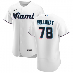 Men Miami Marlins 78 Jordan Holloway Men Nike White Home 2020 Flex Base Player MLB Jersey