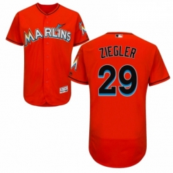 Mens Majestic Miami Marlins 29 Brad Ziegler Orange Alternate Flex Base Authentic Collection MLB Jersey