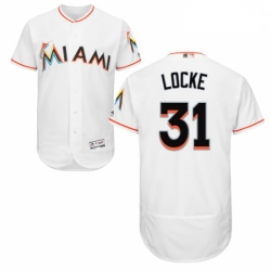 Mens Majestic Miami Marlins 31 Jeff Locke White Flexbase Authentic Collection MLB Jersey