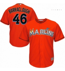 Mens Majestic Miami Marlins 46 Kyle Barraclough Replica Orange Alternate 1 Cool Base MLB Jersey 